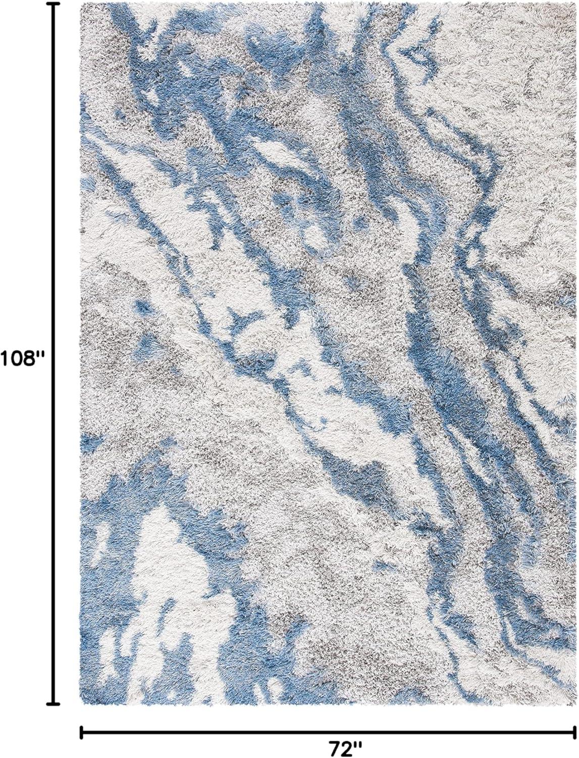 image:imageSAFAVIEH Horizon Shag Collection Area Rug 6 x 9 Grey amp Blue Modern Abstract Design NonShedding amp Easy Care 2inch Thick Ideal for High Traffic Areas in Living Room Bedroom HZN890GGreyBlue
