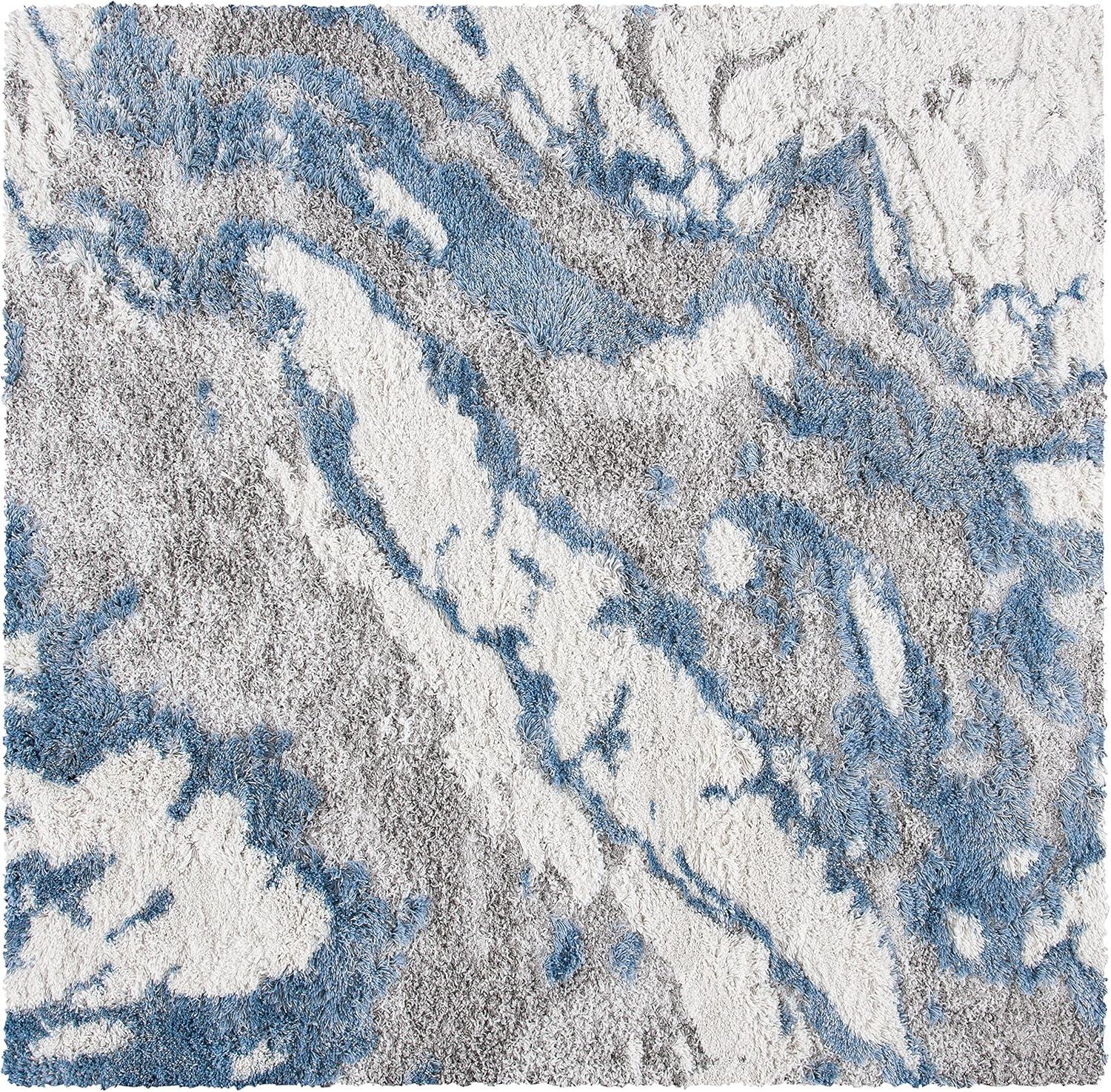 image:imageSAFAVIEH Horizon Shag Collection Area Rug 6 x 9 Grey amp Blue Modern Abstract Design NonShedding amp Easy Care 2inch Thick Ideal for High Traffic Areas in Living Room Bedroom HZN890GGreyBlue