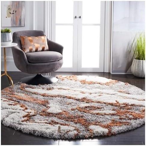 image:imageSAFAVIEH Horizon Shag Collection Area Rug 6 x 9 Grey amp Blue Modern Abstract Design NonShedding amp Easy Care 2inch Thick Ideal for High Traffic Areas in Living Room Bedroom HZN890GGreyRust