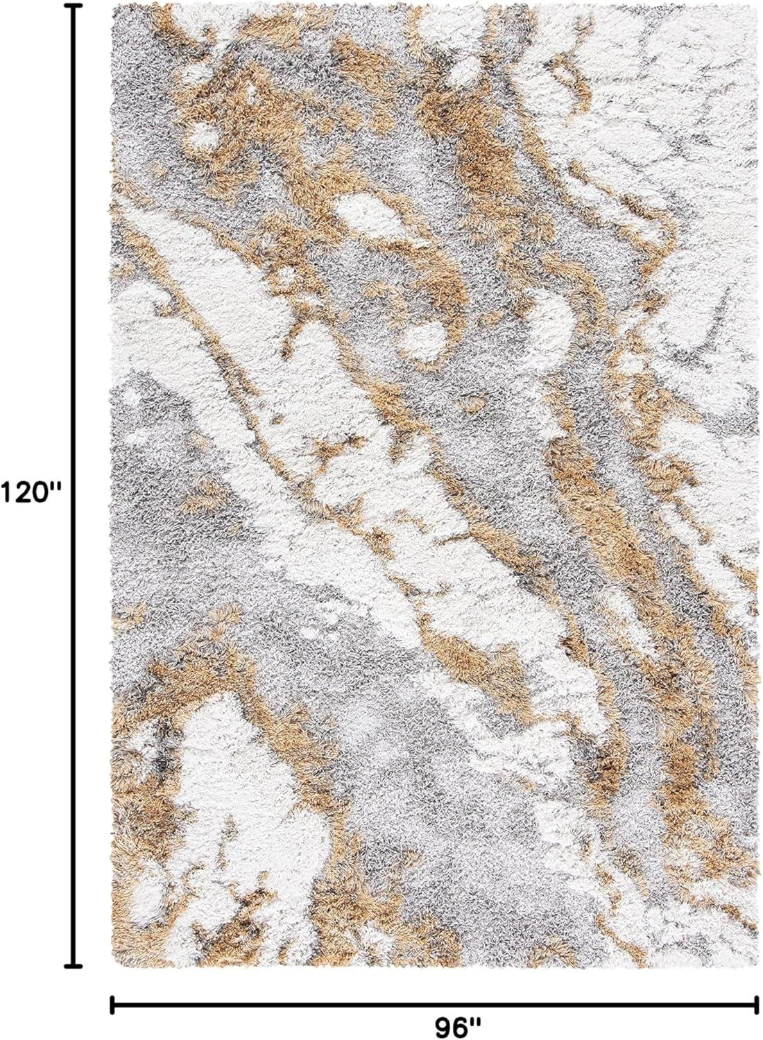image:imageSAFAVIEH Horizon Shag Collection Area Rug 6 x 9 Grey amp Blue Modern Abstract Design NonShedding amp Easy Care 2inch Thick Ideal for High Traffic Areas in Living Room Bedroom HZN890GGreyGold