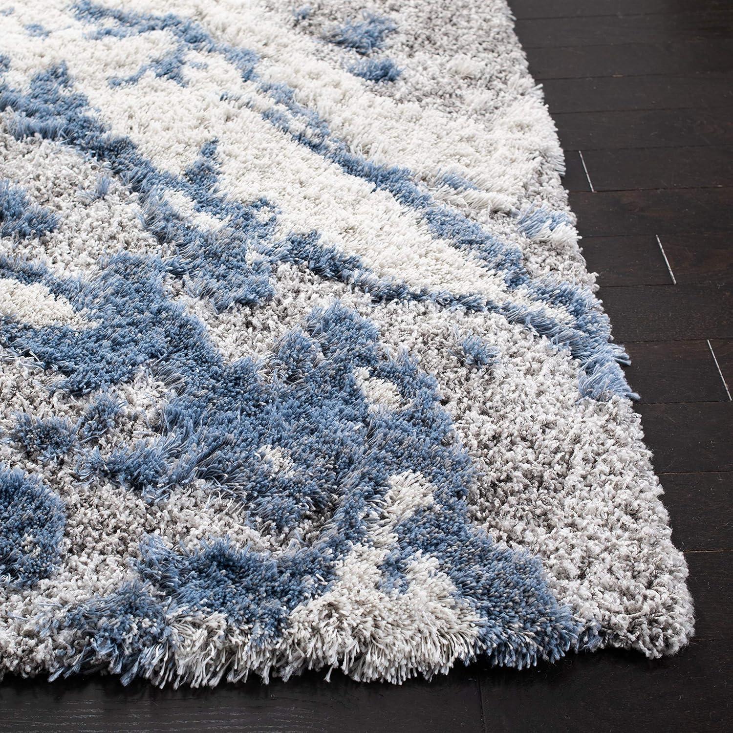 image:imageSAFAVIEH Horizon Shag Collection Area Rug 6 x 9 Grey amp Blue Modern Abstract Design NonShedding amp Easy Care 2inch Thick Ideal for High Traffic Areas in Living Room Bedroom HZN890GGreyBlue