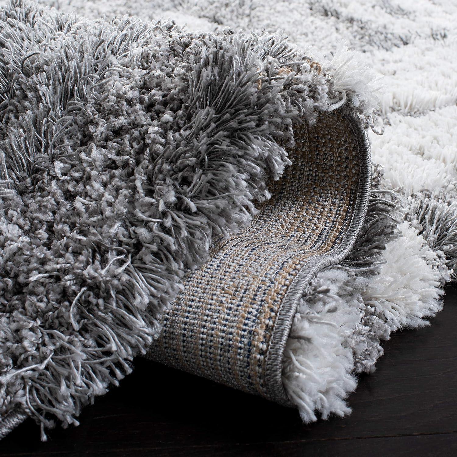 image:imageSAFAVIEH Horizon Shag Collection Area Rug 6 x 9 Grey amp Blue Modern Abstract Design NonShedding amp Easy Care 2inch Thick Ideal for High Traffic Areas in Living Room Bedroom HZN890GGreyIvory