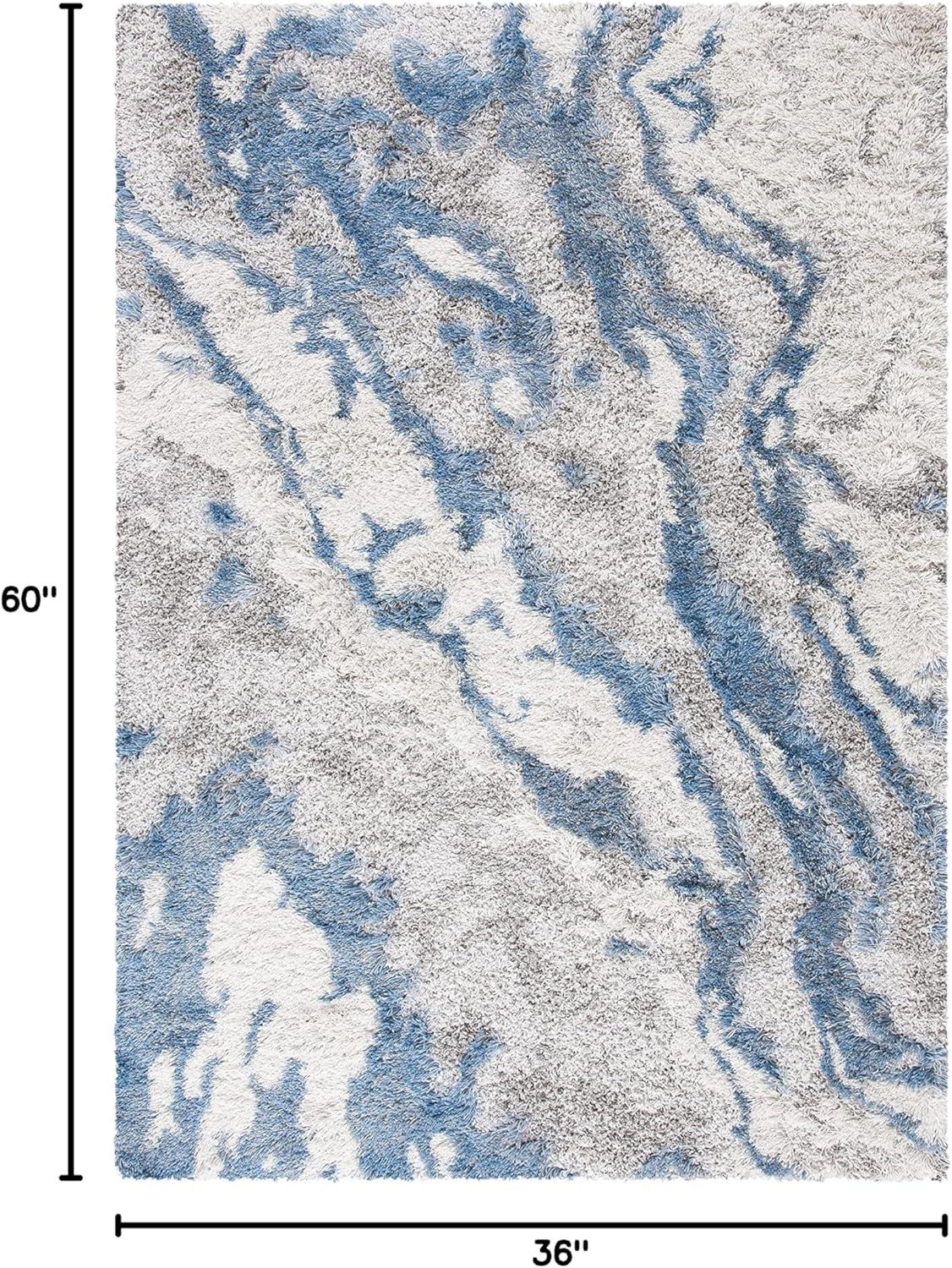image:imageSAFAVIEH Horizon Shag Collection Area Rug 6 x 9 Grey amp Blue Modern Abstract Design NonShedding amp Easy Care 2inch Thick Ideal for High Traffic Areas in Living Room Bedroom HZN890GGreyBlue