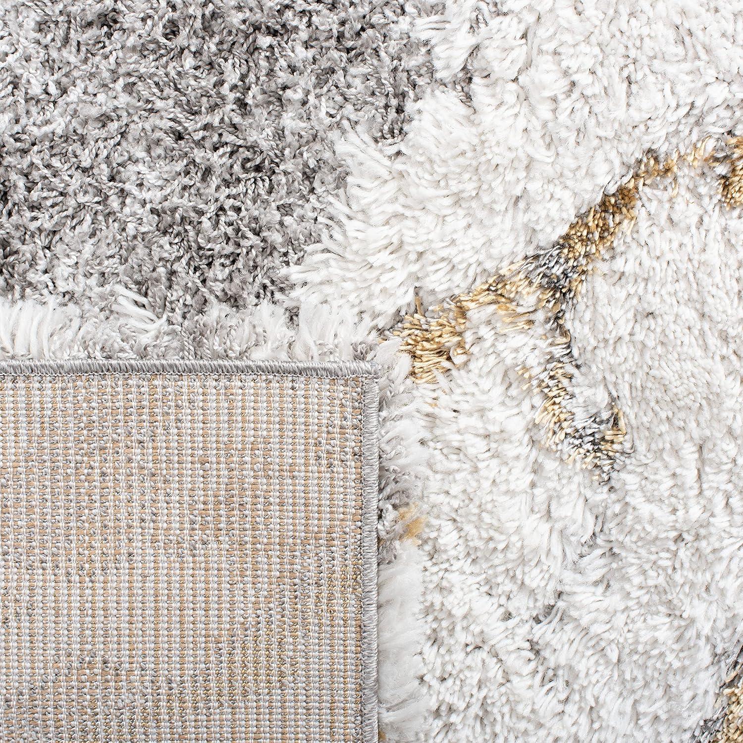 image:imageSAFAVIEH Horizon Shag Collection Area Rug 6 x 9 Grey amp Blue Modern Abstract Design NonShedding amp Easy Care 2inch Thick Ideal for High Traffic Areas in Living Room Bedroom HZN890GGreyGold