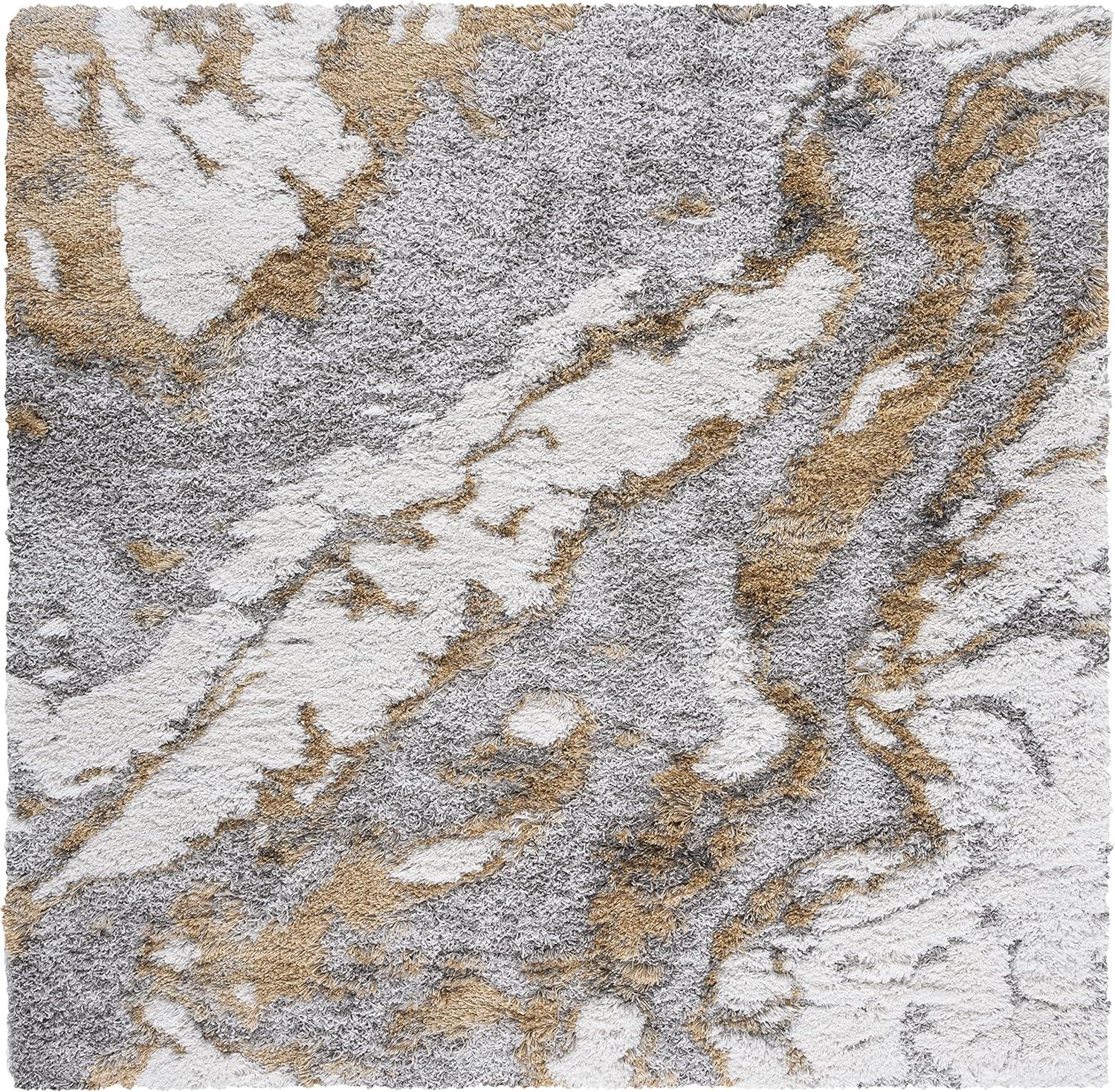 image:imageSAFAVIEH Horizon Shag Collection Area Rug 6 x 9 Grey amp Blue Modern Abstract Design NonShedding amp Easy Care 2inch Thick Ideal for High Traffic Areas in Living Room Bedroom HZN890GGreyGold