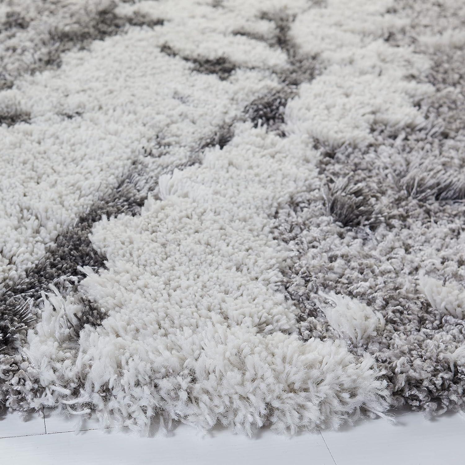 image:imageSAFAVIEH Horizon Shag Collection Area Rug 6 x 9 Grey amp Blue Modern Abstract Design NonShedding amp Easy Care 2inch Thick Ideal for High Traffic Areas in Living Room Bedroom HZN890GGreyIvory