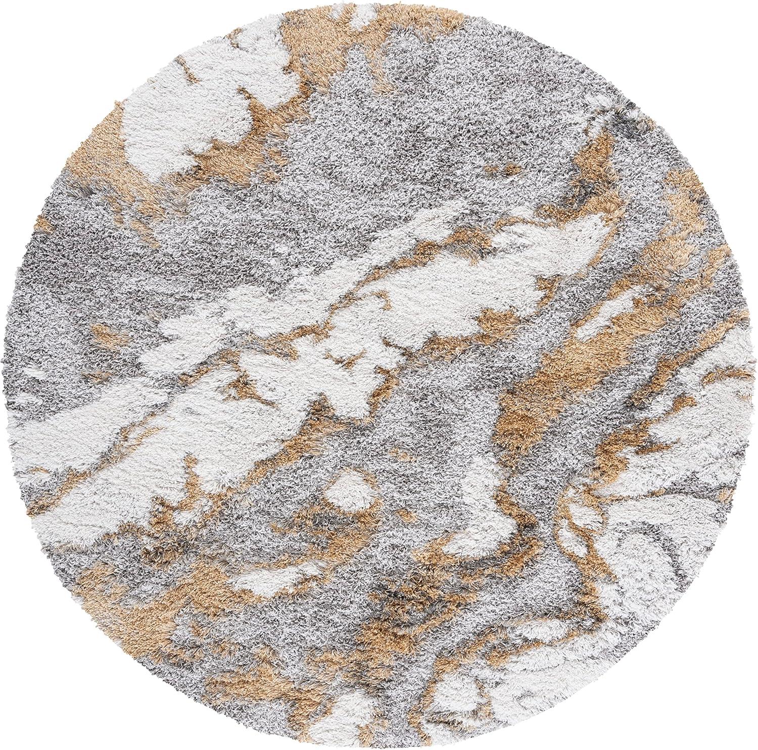 image:imageSAFAVIEH Horizon Shag Collection Area Rug 6 x 9 Grey amp Blue Modern Abstract Design NonShedding amp Easy Care 2inch Thick Ideal for High Traffic Areas in Living Room Bedroom HZN890GGreyGold