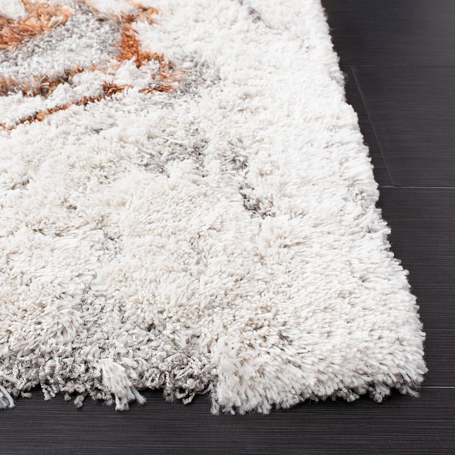 image:imageSAFAVIEH Horizon Shag Collection Area Rug 6 x 9 Grey amp Blue Modern Abstract Design NonShedding amp Easy Care 2inch Thick Ideal for High Traffic Areas in Living Room Bedroom HZN890GGreyRust