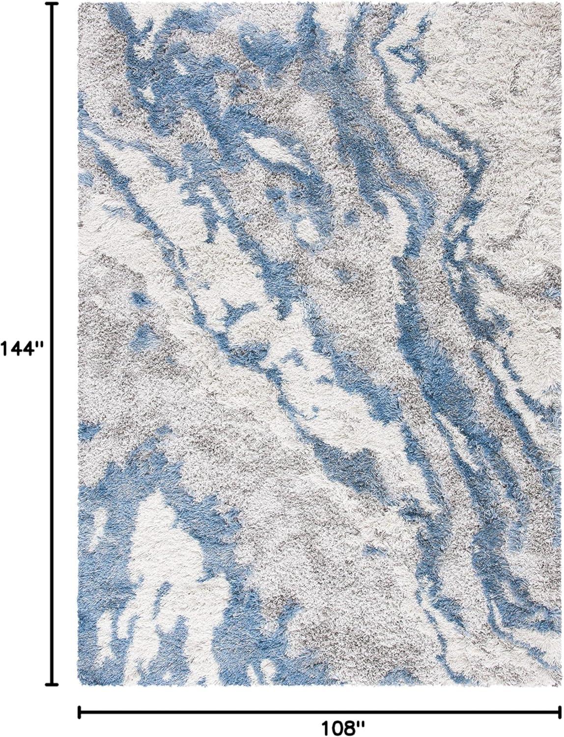 image:imageSAFAVIEH Horizon Shag Collection Area Rug 6 x 9 Grey amp Blue Modern Abstract Design NonShedding amp Easy Care 2inch Thick Ideal for High Traffic Areas in Living Room Bedroom HZN890GGreyBlue