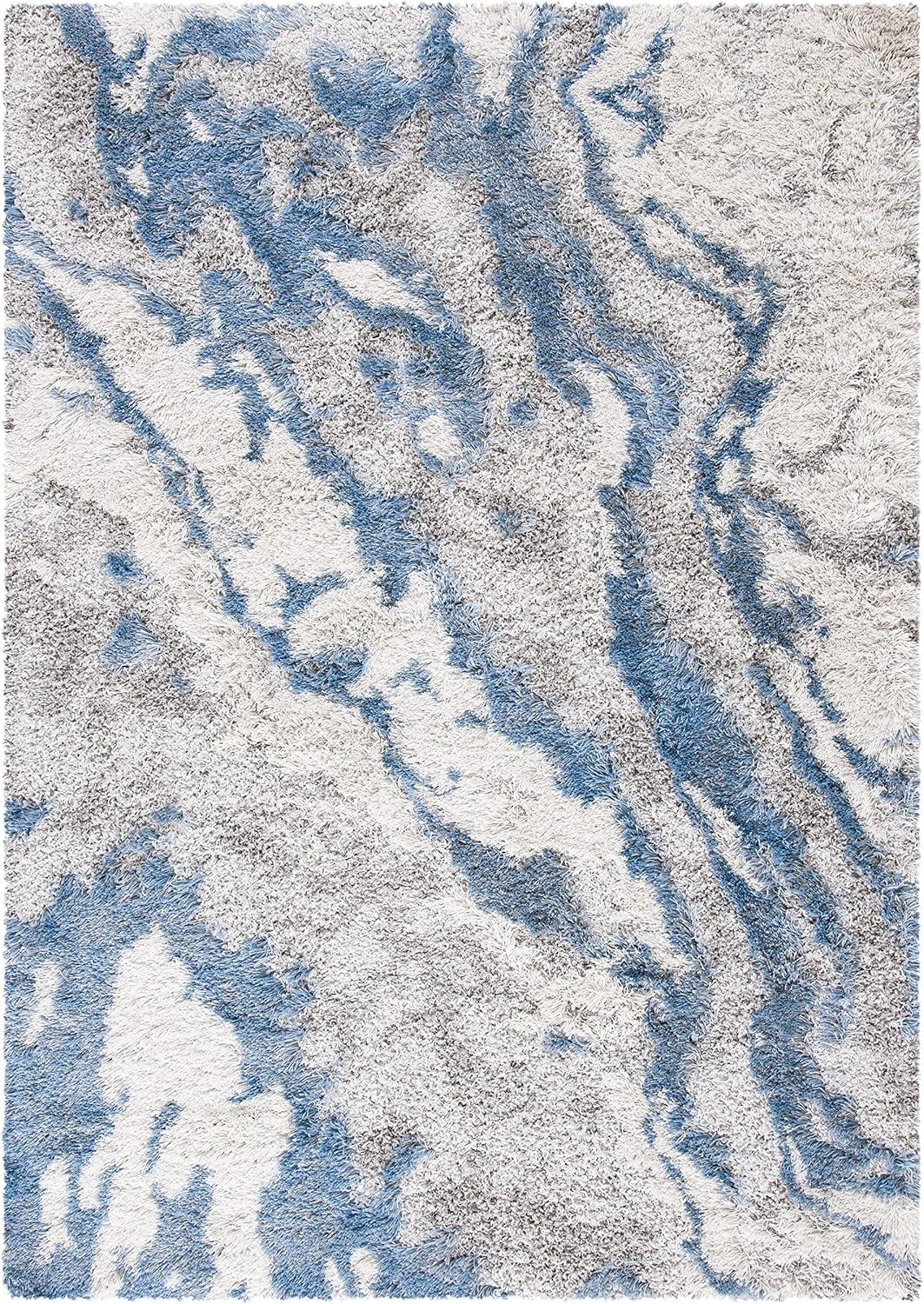 image:imageSAFAVIEH Horizon Shag Collection Area Rug 6 x 9 Grey amp Blue Modern Abstract Design NonShedding amp Easy Care 2inch Thick Ideal for High Traffic Areas in Living Room Bedroom HZN890GGreyBlue