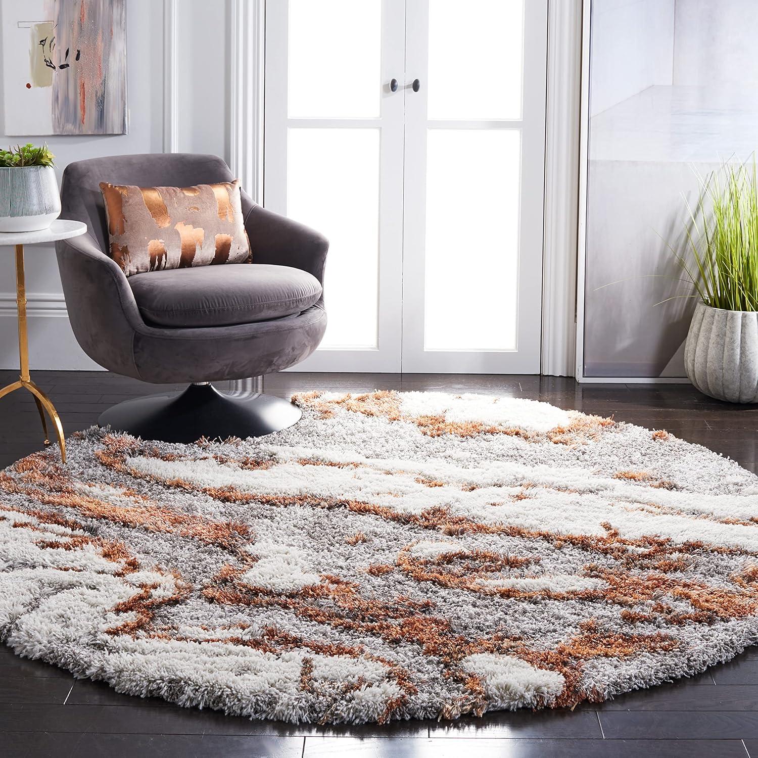 image:imageSAFAVIEH Horizon Shag Collection Area Rug 6 x 9 Grey amp Blue Modern Abstract Design NonShedding amp Easy Care 2inch Thick Ideal for High Traffic Areas in Living Room Bedroom HZN890GGreyRust