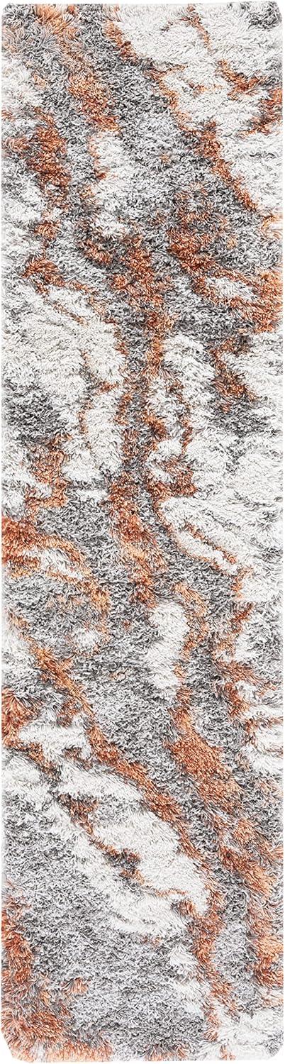 image:imageSAFAVIEH Horizon Shag Collection Area Rug 6 x 9 Grey amp Blue Modern Abstract Design NonShedding amp Easy Care 2inch Thick Ideal for High Traffic Areas in Living Room Bedroom HZN890GGreyRust