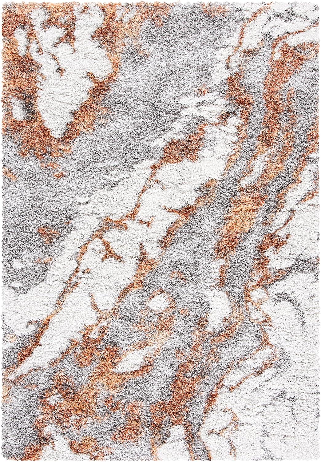 image:imageSAFAVIEH Horizon Shag Collection Area Rug 6 x 9 Grey amp Blue Modern Abstract Design NonShedding amp Easy Care 2inch Thick Ideal for High Traffic Areas in Living Room Bedroom HZN890GGreyRust