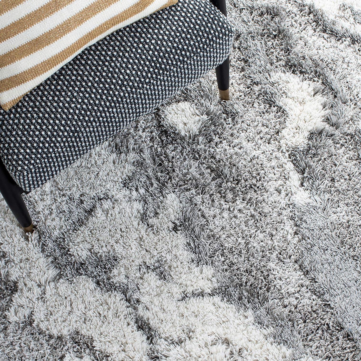 image:imageSAFAVIEH Horizon Shag Collection Area Rug 6 x 9 Grey amp Blue Modern Abstract Design NonShedding amp Easy Care 2inch Thick Ideal for High Traffic Areas in Living Room Bedroom HZN890GGreyIvory