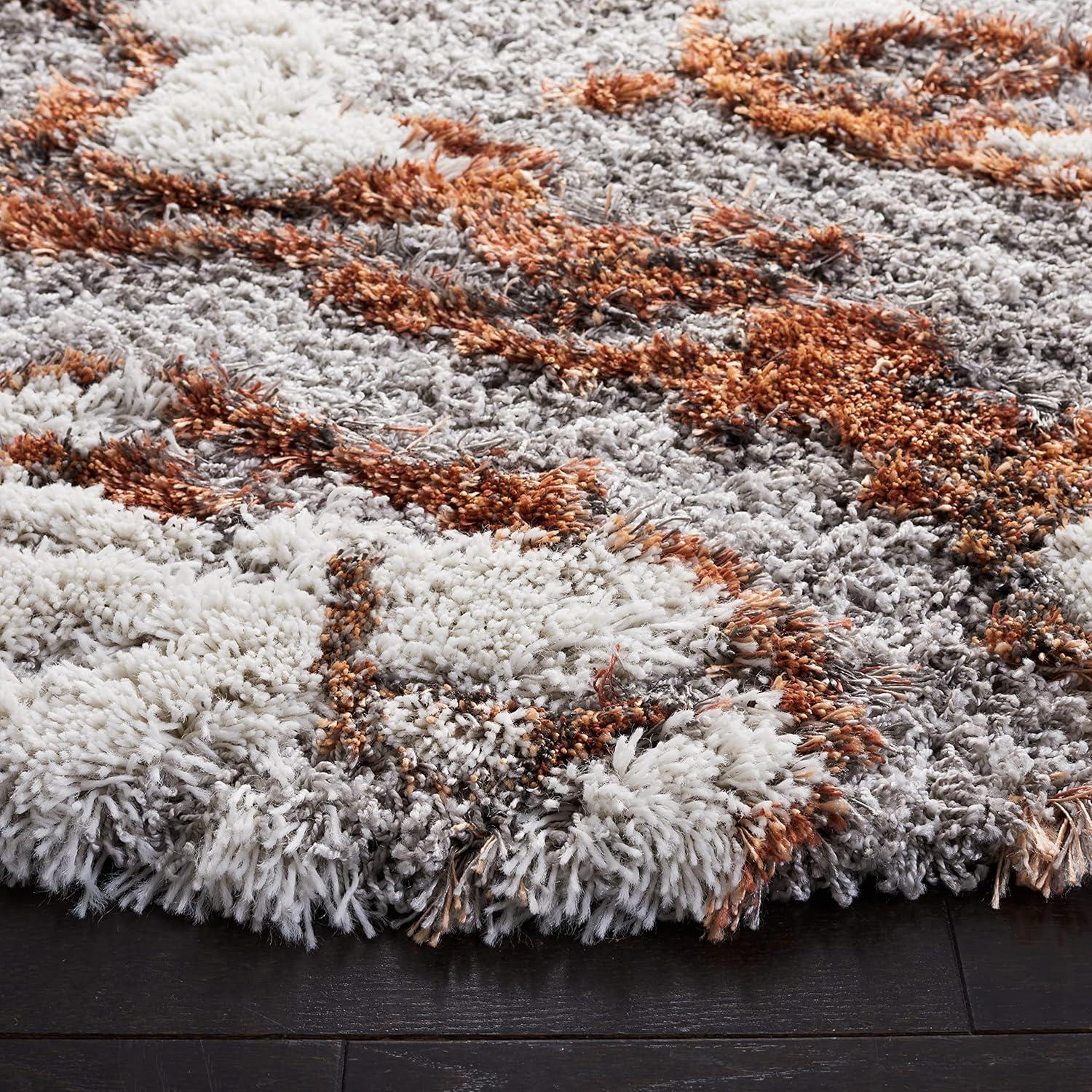 image:imageSAFAVIEH Horizon Shag Collection Area Rug 6 x 9 Grey amp Blue Modern Abstract Design NonShedding amp Easy Care 2inch Thick Ideal for High Traffic Areas in Living Room Bedroom HZN890GGreyRust