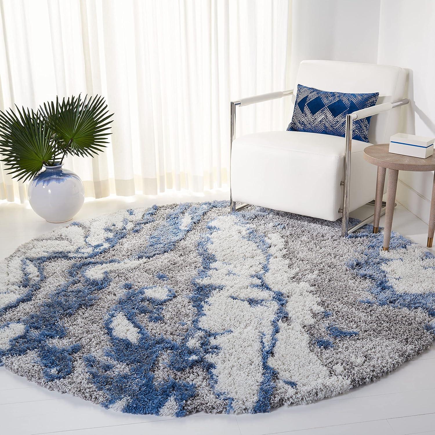 image:imageSAFAVIEH Horizon Shag Collection Area Rug 6 x 9 Grey amp Blue Modern Abstract Design NonShedding amp Easy Care 2inch Thick Ideal for High Traffic Areas in Living Room Bedroom HZN890GGreyBlue