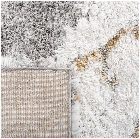 image:imageSAFAVIEH Horizon Shag Collection Area Rug 6 x 9 Grey amp Blue Modern Abstract Design NonShedding amp Easy Care 2inch Thick Ideal for High Traffic Areas in Living Room Bedroom HZN890GGreyGold