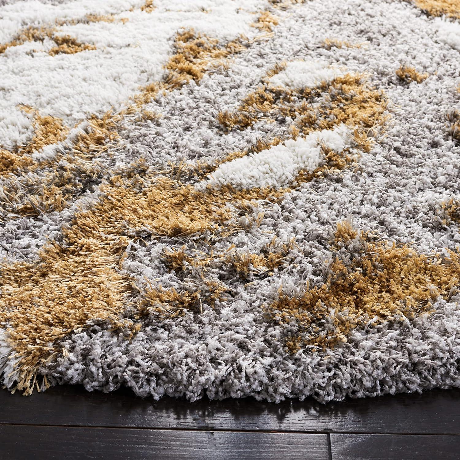 image:imageSAFAVIEH Horizon Shag Collection Area Rug 6 x 9 Grey amp Blue Modern Abstract Design NonShedding amp Easy Care 2inch Thick Ideal for High Traffic Areas in Living Room Bedroom HZN890GGreyGold