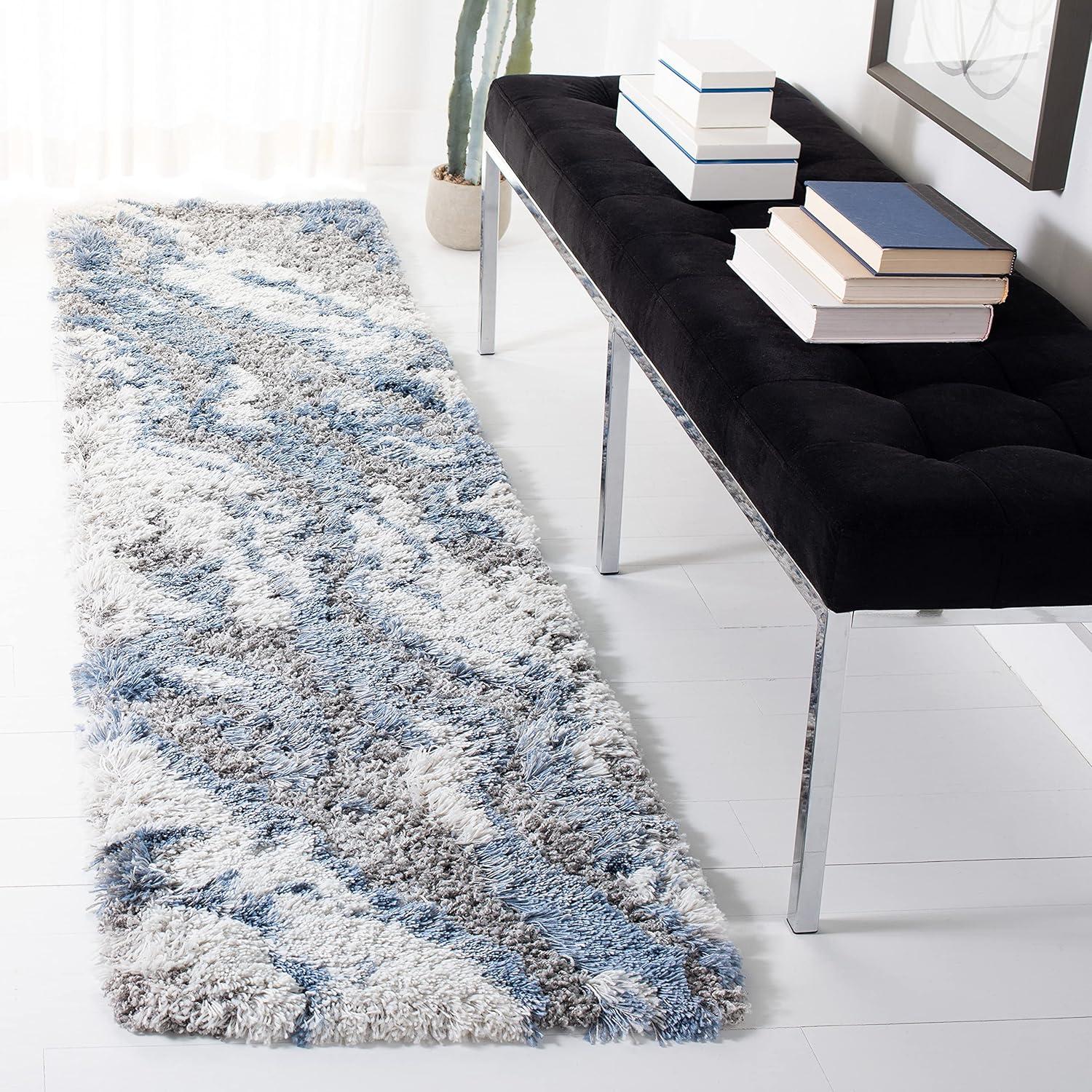 image:imageSAFAVIEH Horizon Shag Collection Area Rug 6 x 9 Grey amp Blue Modern Abstract Design NonShedding amp Easy Care 2inch Thick Ideal for High Traffic Areas in Living Room Bedroom HZN890GGreyBlue