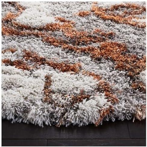 image:imageSAFAVIEH Horizon Shag Collection Area Rug 6 x 9 Grey amp Blue Modern Abstract Design NonShedding amp Easy Care 2inch Thick Ideal for High Traffic Areas in Living Room Bedroom HZN890GGreyRust