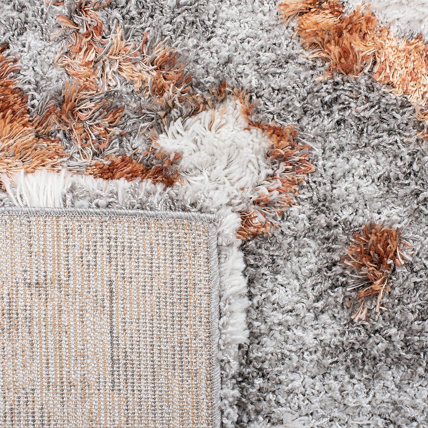 image:imageSAFAVIEH Horizon Shag Collection Area Rug 6 x 9 Grey amp Blue Modern Abstract Design NonShedding amp Easy Care 2inch Thick Ideal for High Traffic Areas in Living Room Bedroom HZN890GGreyRust