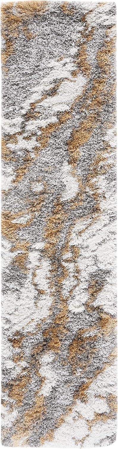 image:imageSAFAVIEH Horizon Shag Collection Area Rug 6 x 9 Grey amp Blue Modern Abstract Design NonShedding amp Easy Care 2inch Thick Ideal for High Traffic Areas in Living Room Bedroom HZN890GGreyGold