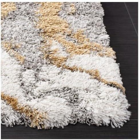 image:imageSAFAVIEH Horizon Shag Collection Area Rug 6 x 9 Grey amp Blue Modern Abstract Design NonShedding amp Easy Care 2inch Thick Ideal for High Traffic Areas in Living Room Bedroom HZN890GGreyGold