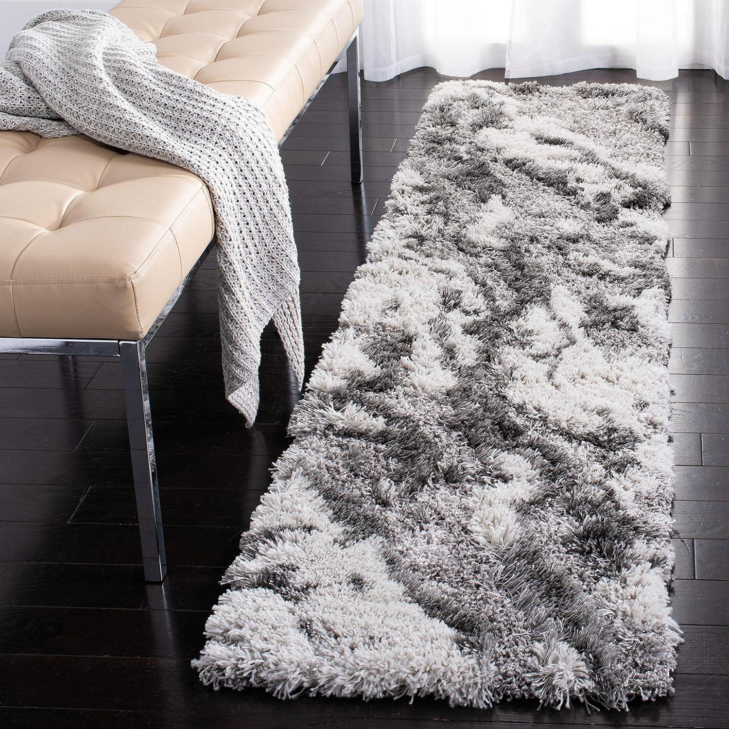 image:imageSAFAVIEH Horizon Shag Collection Area Rug 6 x 9 Grey amp Blue Modern Abstract Design NonShedding amp Easy Care 2inch Thick Ideal for High Traffic Areas in Living Room Bedroom HZN890GGreyIvory
