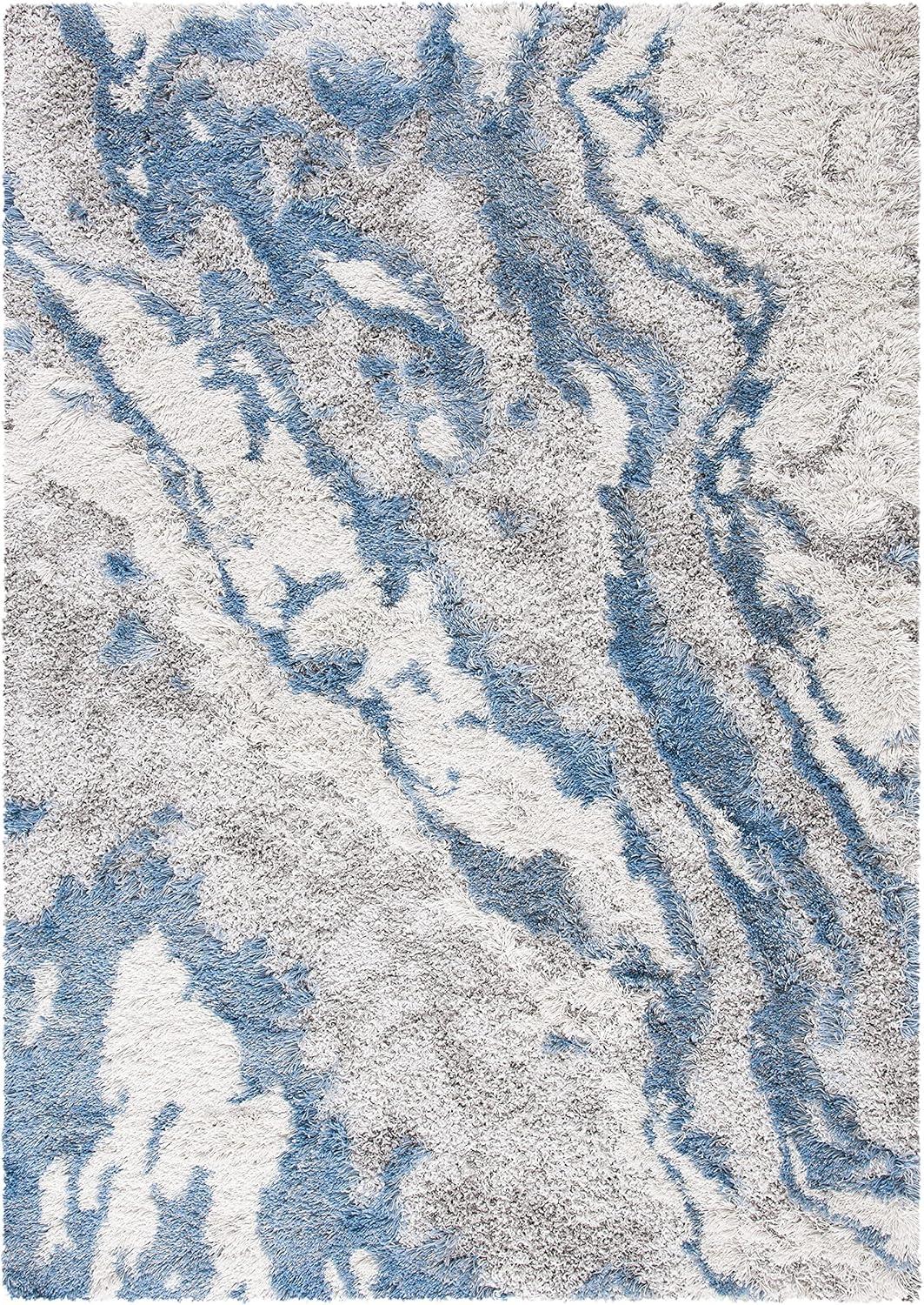image:imageSAFAVIEH Horizon Shag Collection Area Rug 6 x 9 Grey amp Blue Modern Abstract Design NonShedding amp Easy Care 2inch Thick Ideal for High Traffic Areas in Living Room Bedroom HZN890GGreyBlue
