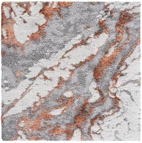 image:imageSAFAVIEH Horizon Shag Collection Area Rug 6 x 9 Grey amp Blue Modern Abstract Design NonShedding amp Easy Care 2inch Thick Ideal for High Traffic Areas in Living Room Bedroom HZN890GGreyRust