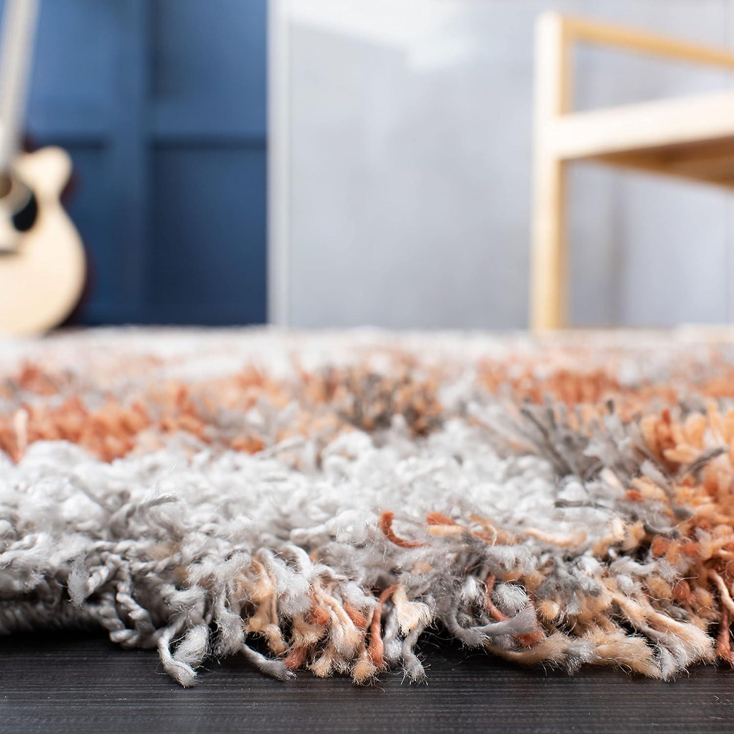 image:imageSAFAVIEH Horizon Shag Collection Area Rug 6 x 9 Grey amp Blue Modern Abstract Design NonShedding amp Easy Care 2inch Thick Ideal for High Traffic Areas in Living Room Bedroom HZN890GGreyRust