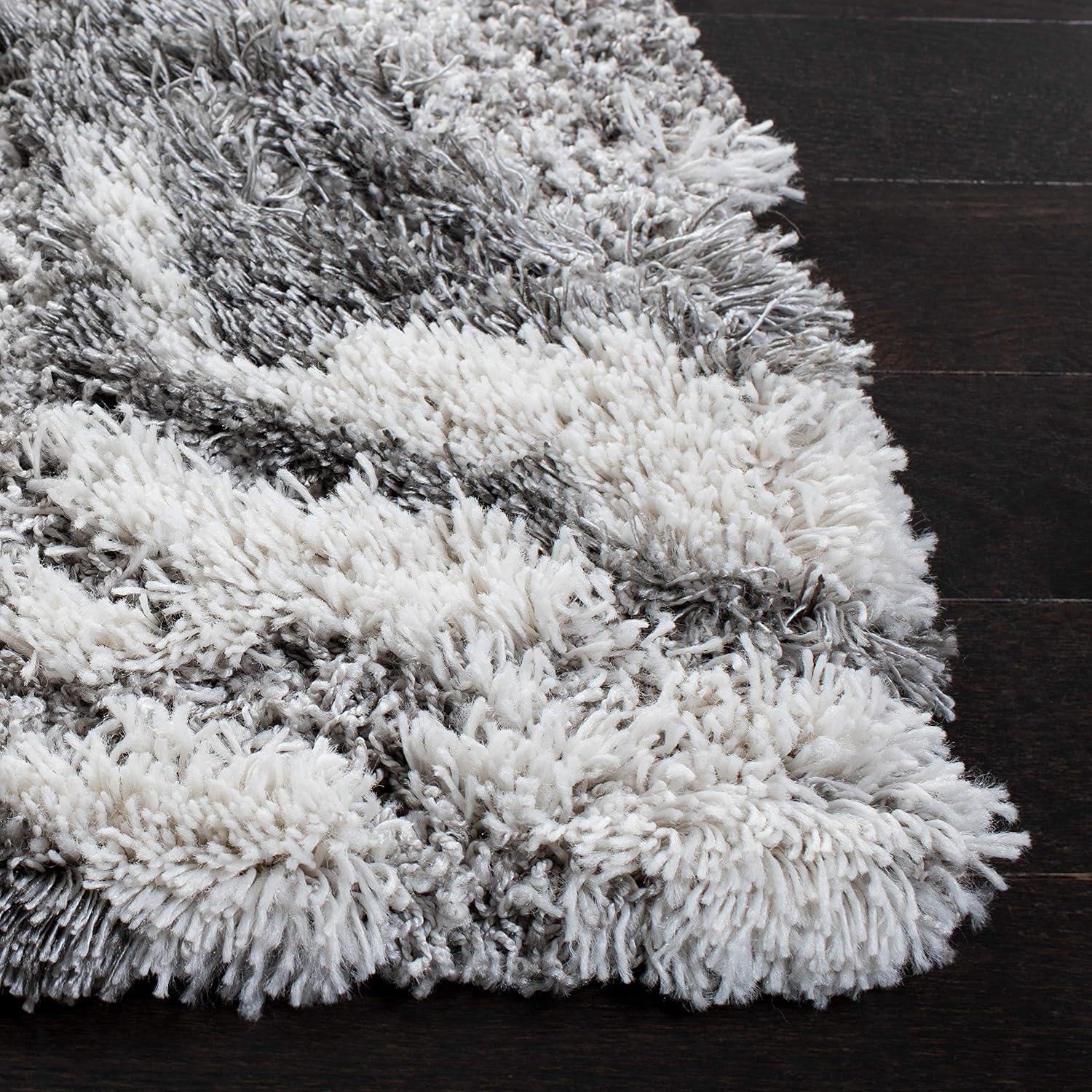 image:imageSAFAVIEH Horizon Shag Collection Area Rug 6 x 9 Grey amp Blue Modern Abstract Design NonShedding amp Easy Care 2inch Thick Ideal for High Traffic Areas in Living Room Bedroom HZN890GGreyIvory
