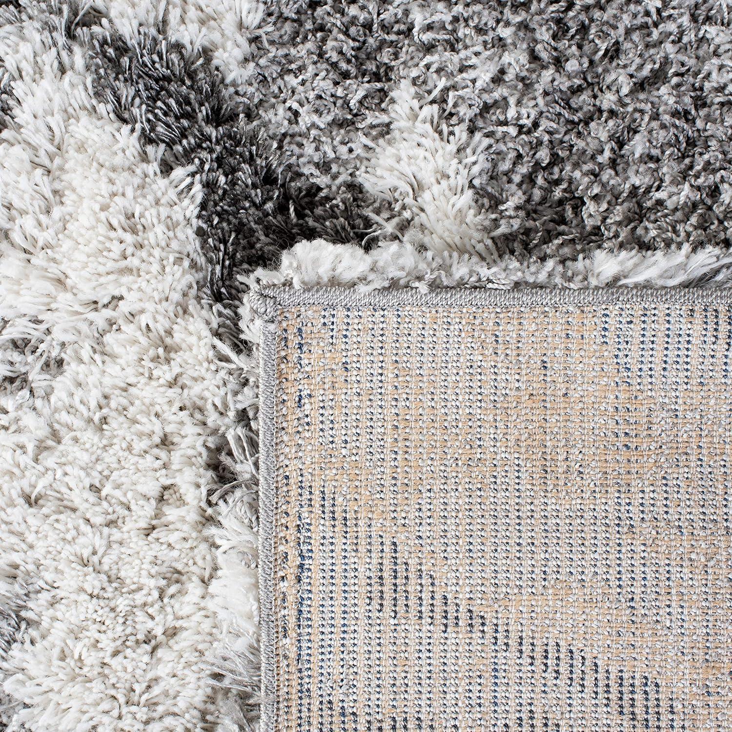 image:imageSAFAVIEH Horizon Shag Collection Area Rug 6 x 9 Grey amp Blue Modern Abstract Design NonShedding amp Easy Care 2inch Thick Ideal for High Traffic Areas in Living Room Bedroom HZN890GGreyIvory
