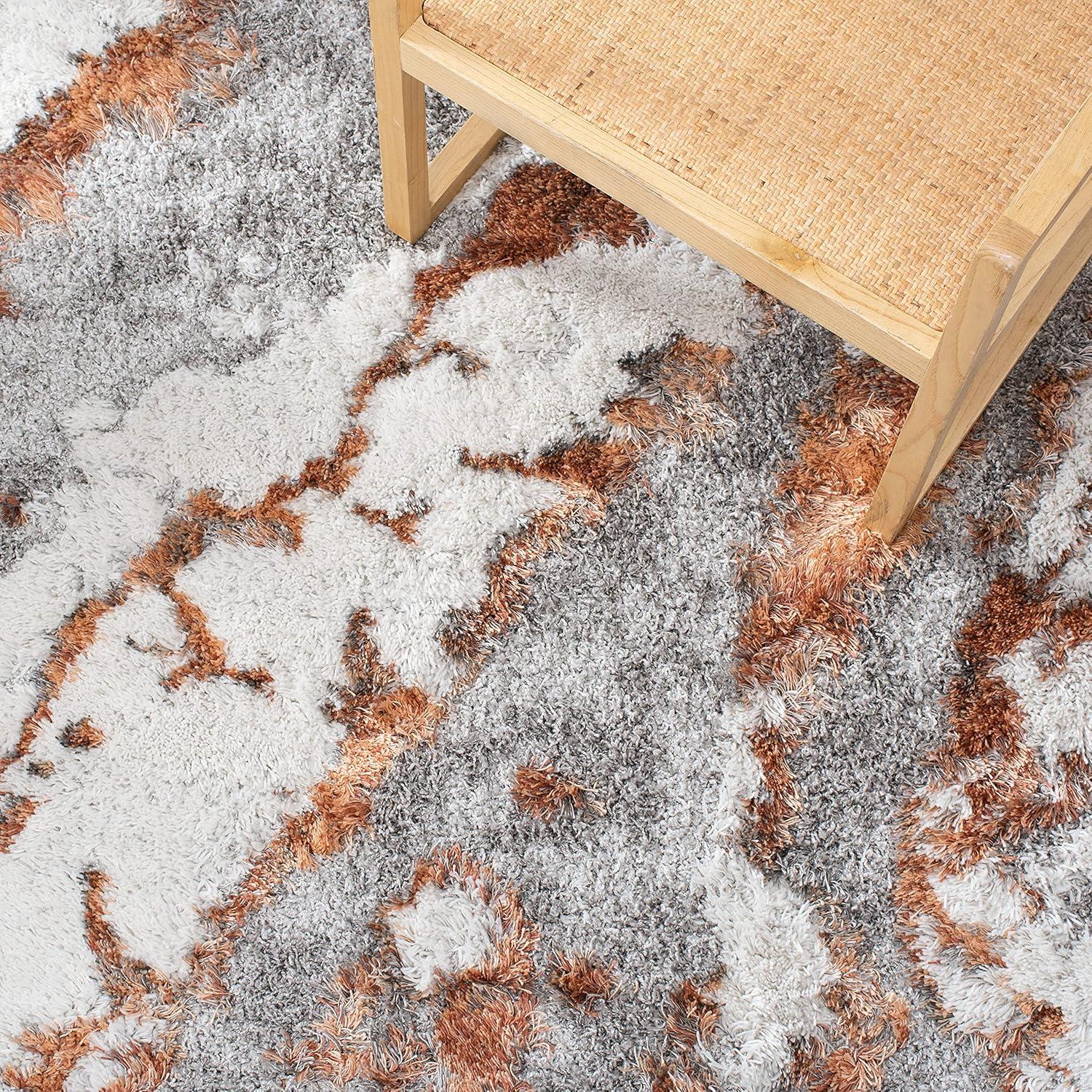 image:imageSAFAVIEH Horizon Shag Collection Area Rug 6 x 9 Grey amp Blue Modern Abstract Design NonShedding amp Easy Care 2inch Thick Ideal for High Traffic Areas in Living Room Bedroom HZN890GGreyRust