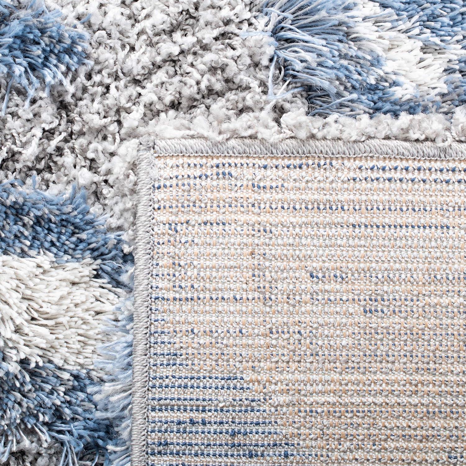 image:imageSAFAVIEH Horizon Shag Collection Area Rug 6 x 9 Grey amp Blue Modern Abstract Design NonShedding amp Easy Care 2inch Thick Ideal for High Traffic Areas in Living Room Bedroom HZN890GGreyBlue