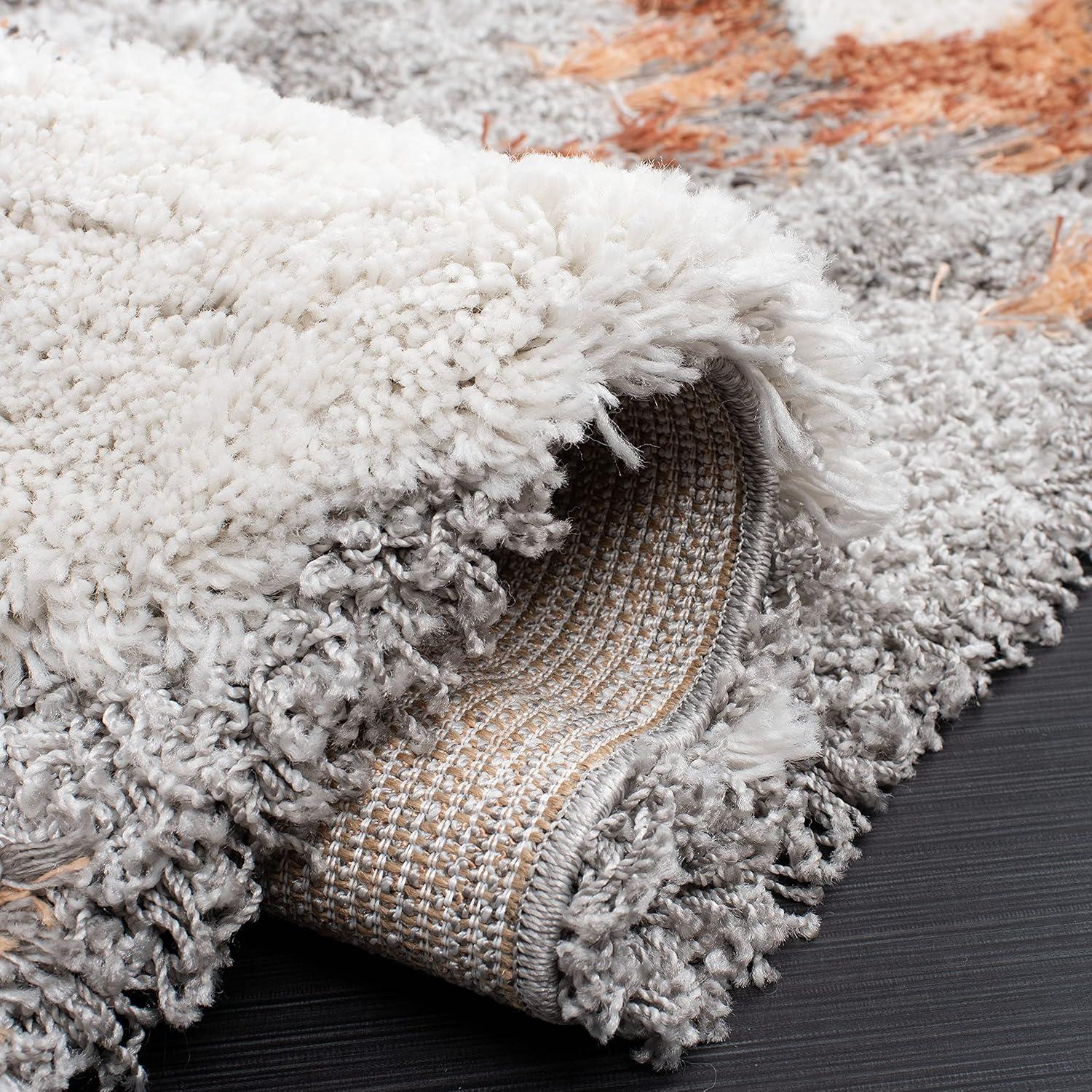 image:imageSAFAVIEH Horizon Shag Collection Area Rug 6 x 9 Grey amp Blue Modern Abstract Design NonShedding amp Easy Care 2inch Thick Ideal for High Traffic Areas in Living Room Bedroom HZN890GGreyRust