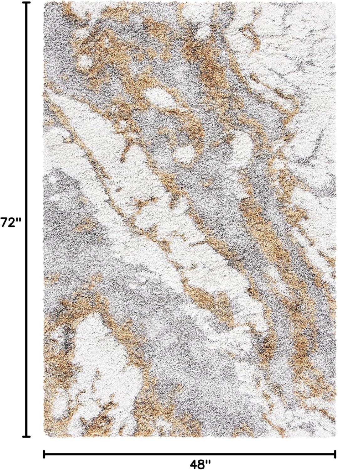 image:imageSAFAVIEH Horizon Shag Collection Area Rug 6 x 9 Grey amp Blue Modern Abstract Design NonShedding amp Easy Care 2inch Thick Ideal for High Traffic Areas in Living Room Bedroom HZN890GGreyGold