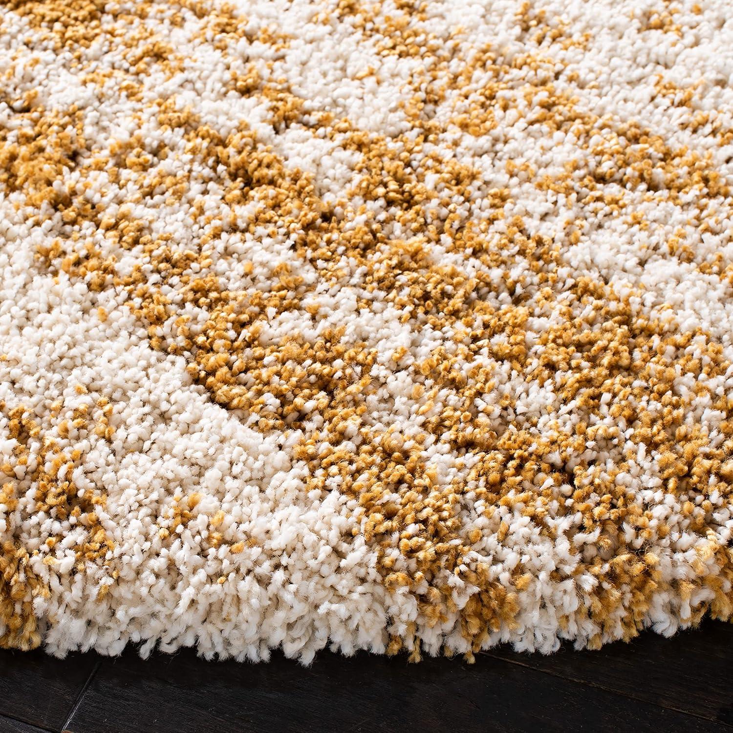 image:imageSAFAVIEH Hudson Shag Collection Area Rug 6 x 9 Ivory amp Beige Modern Design NonShedding amp Easy Care 2inch Thick Ideal for High Traffic Areas in Living Room Bedroom SGH206BIvoryGold