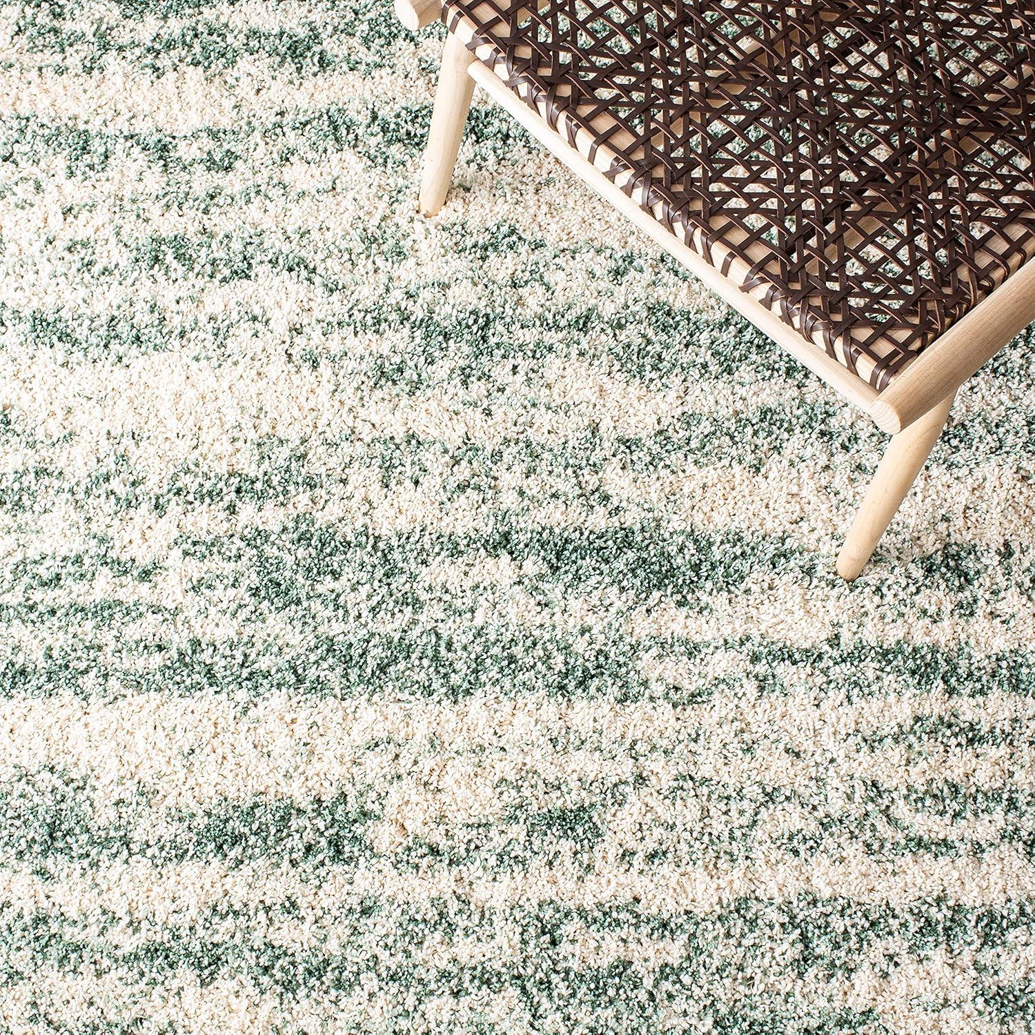 image:imageSAFAVIEH Hudson Shag Collection Area Rug 6 x 9 Ivory amp Beige Modern Design NonShedding amp Easy Care 2inch Thick Ideal for High Traffic Areas in Living Room Bedroom SGH206BIvoryGreen