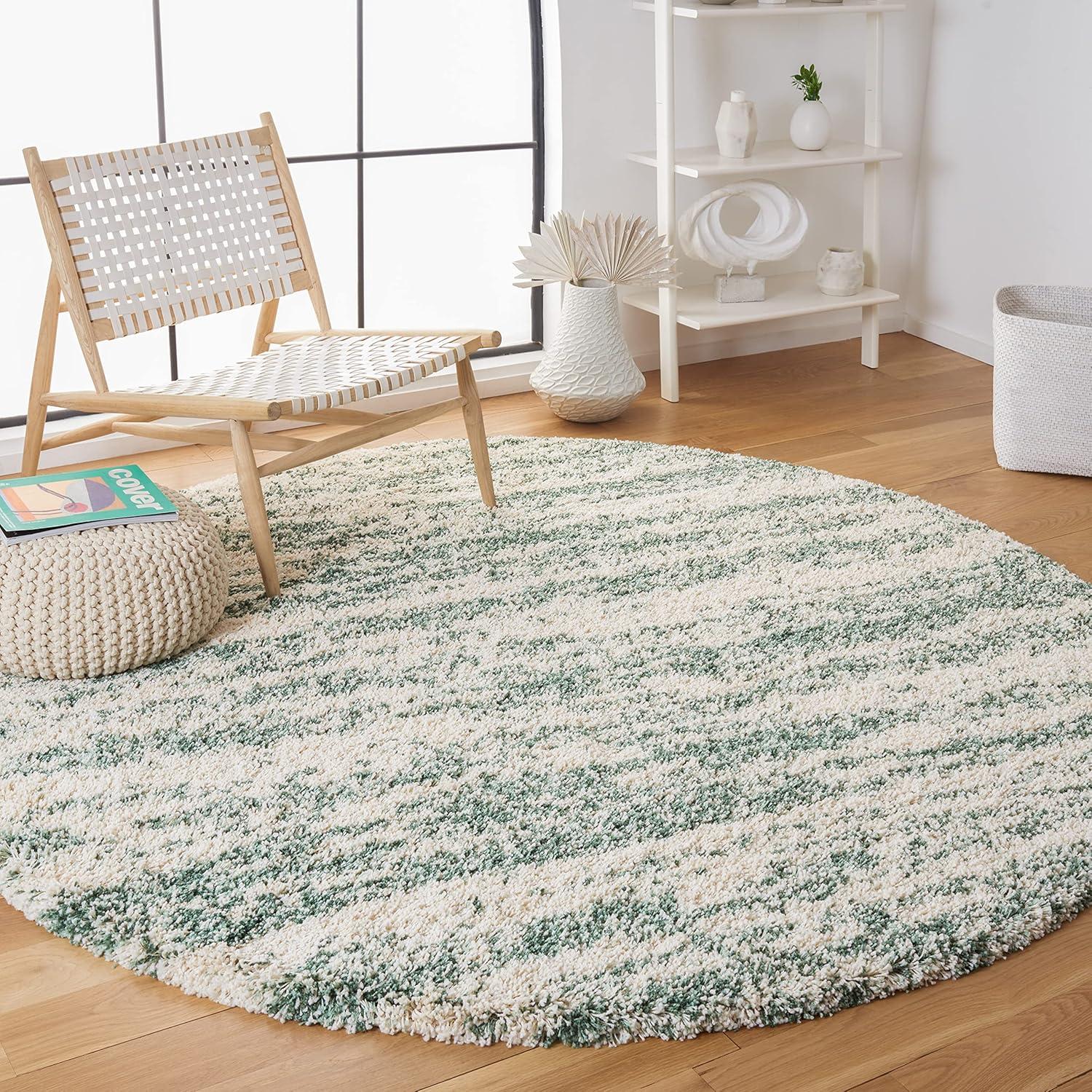 image:imageSAFAVIEH Hudson Shag Collection Area Rug 6 x 9 Ivory amp Beige Modern Design NonShedding amp Easy Care 2inch Thick Ideal for High Traffic Areas in Living Room Bedroom SGH206BIvoryGreen