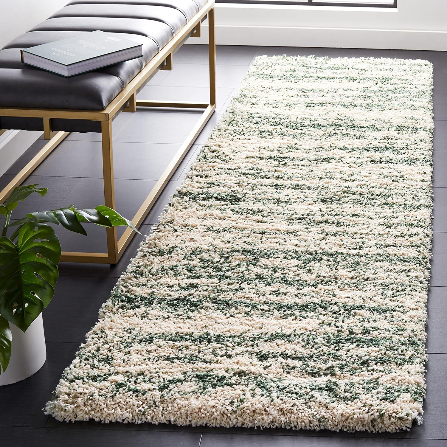 image:imageSAFAVIEH Hudson Shag Collection Area Rug 6 x 9 Ivory amp Beige Modern Design NonShedding amp Easy Care 2inch Thick Ideal for High Traffic Areas in Living Room Bedroom SGH206BIvoryGreen