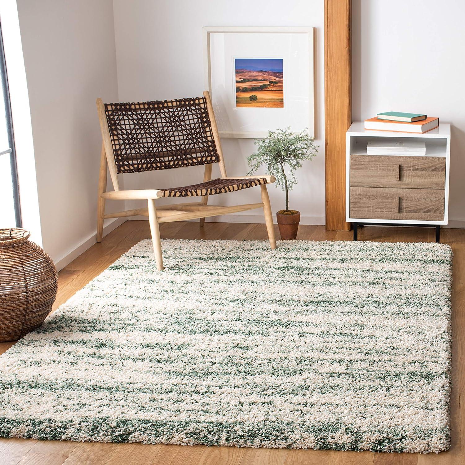 image:imageSAFAVIEH Hudson Shag Collection Area Rug 6 x 9 Ivory amp Beige Modern Design NonShedding amp Easy Care 2inch Thick Ideal for High Traffic Areas in Living Room Bedroom SGH206BIvoryGreen