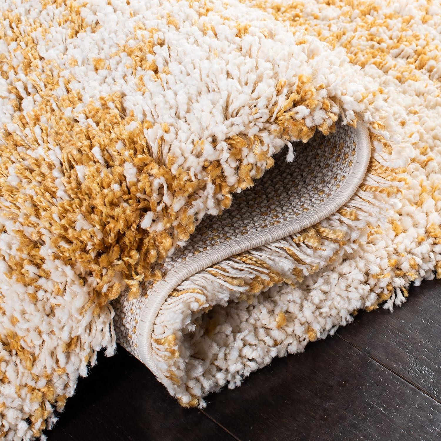 image:imageSAFAVIEH Hudson Shag Collection Area Rug 6 x 9 Ivory amp Beige Modern Design NonShedding amp Easy Care 2inch Thick Ideal for High Traffic Areas in Living Room Bedroom SGH206BIvoryGold