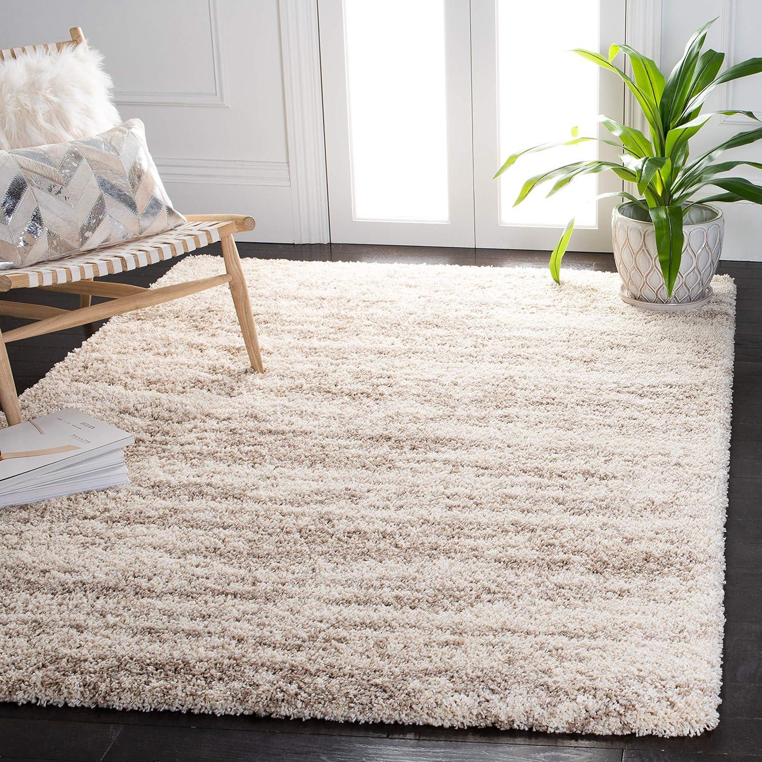 image:imageSAFAVIEH Hudson Shag Collection Area Rug 6 x 9 Ivory amp Beige Modern Design NonShedding amp Easy Care 2inch Thick Ideal for High Traffic Areas in Living Room Bedroom SGH206BIvoryBeige