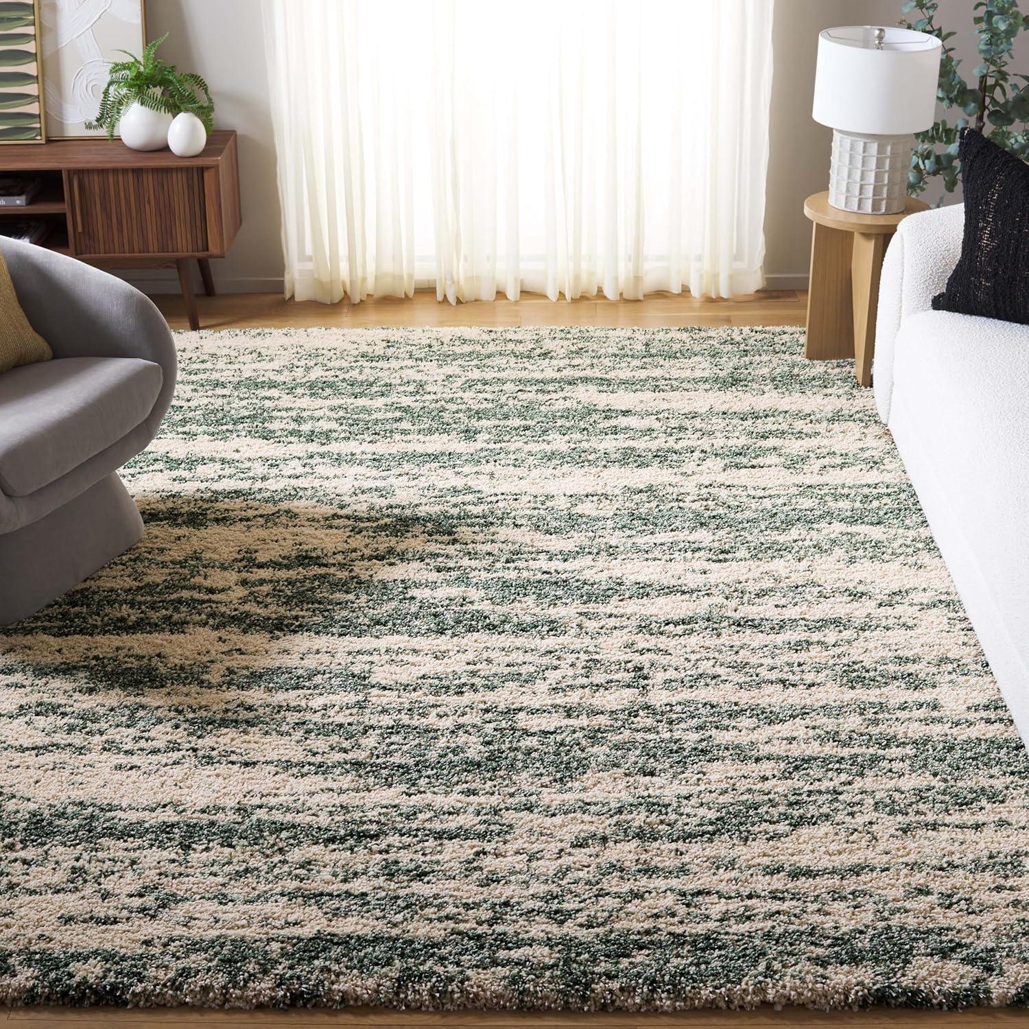 image:imageSAFAVIEH Hudson Shag Collection Area Rug 6 x 9 Ivory amp Beige Modern Design NonShedding amp Easy Care 2inch Thick Ideal for High Traffic Areas in Living Room Bedroom SGH206BIvoryGreen