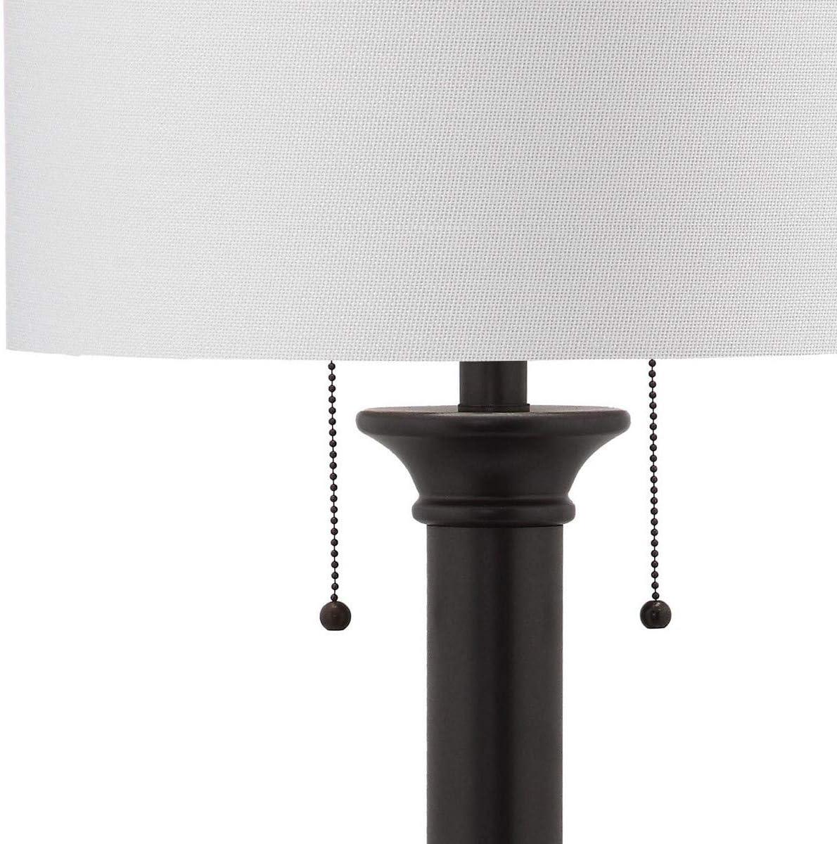 image:imageSAFAVIEH Lighting Collection Estilo Column Farmhouse Pull Chain Dark Grey 36inch Bedroom Living Room Home Office Desk Nightstand Table Lamp Set of 2 LED Bulbs Included