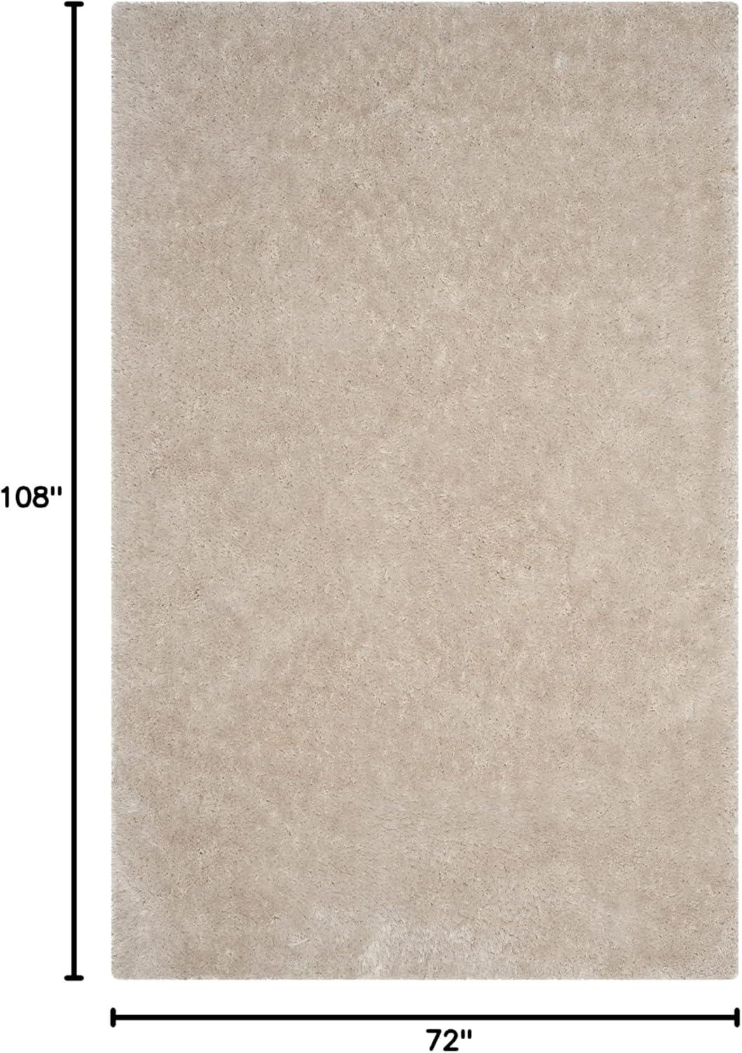image:imageSAFAVIEH Luxe Shag Collection Area Rug 5 x 8 Ivory Handmade Glam 32inch Thick Ideal for High Traffic Areas in Living Room Bedroom SGX160ABone