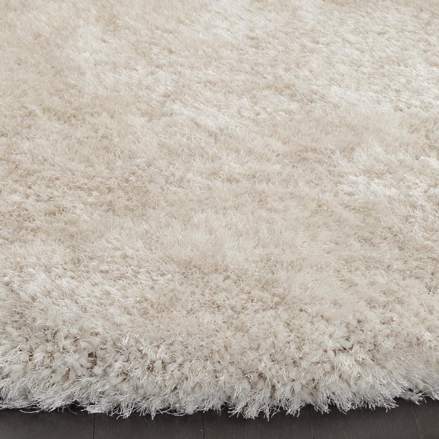 image:imageSAFAVIEH Luxe Shag Collection Area Rug 5 x 8 Ivory Handmade Glam 32inch Thick Ideal for High Traffic Areas in Living Room Bedroom SGX160ABone