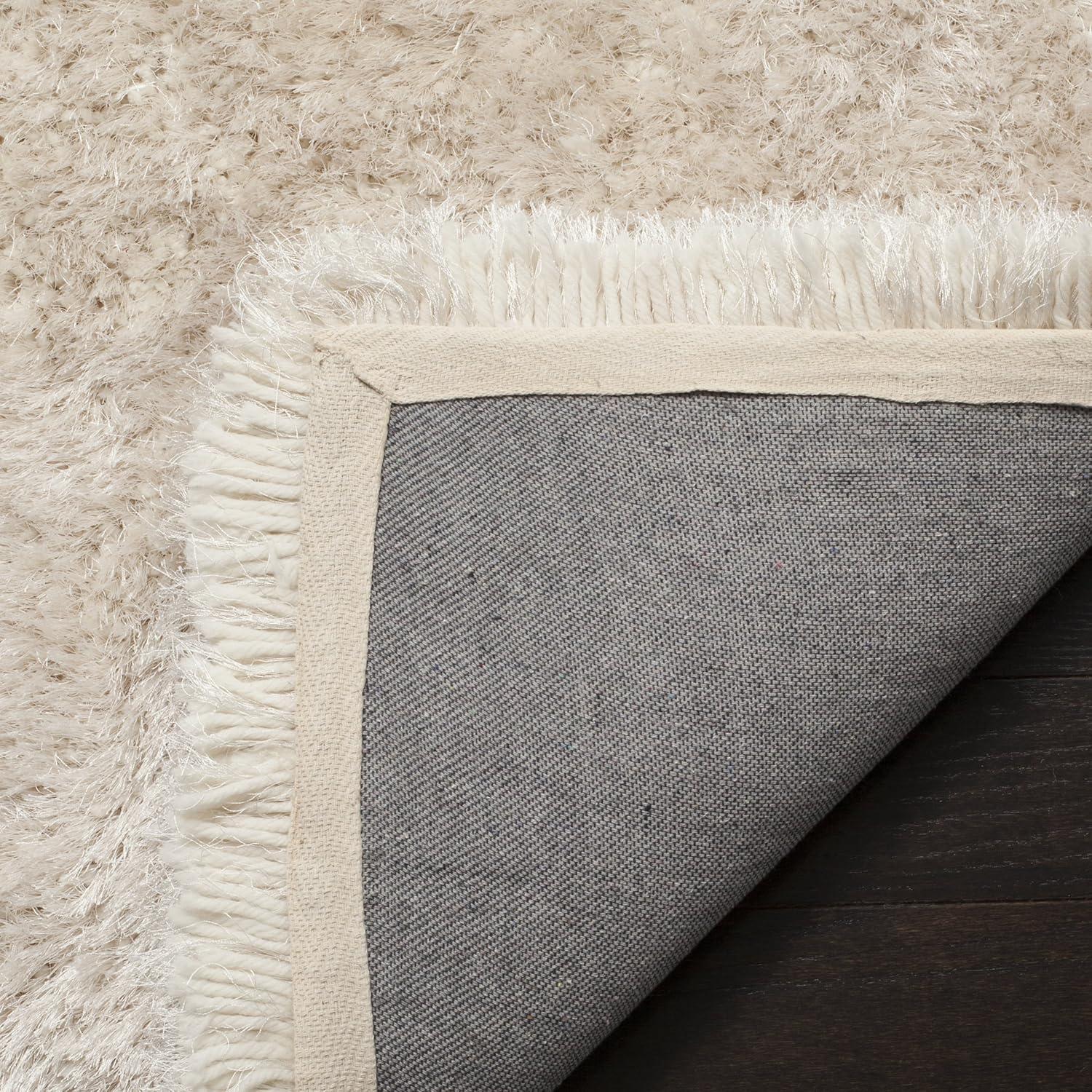 image:imageSAFAVIEH Luxe Shag Collection Area Rug 5 x 8 Ivory Handmade Glam 32inch Thick Ideal for High Traffic Areas in Living Room Bedroom SGX160ABone