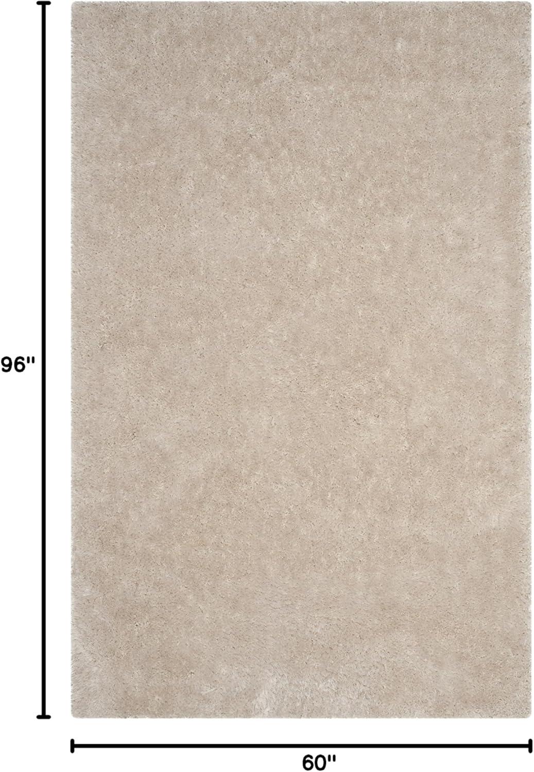 image:imageSAFAVIEH Luxe Shag Collection Area Rug 5 x 8 Ivory Handmade Glam 32inch Thick Ideal for High Traffic Areas in Living Room Bedroom SGX160ABone